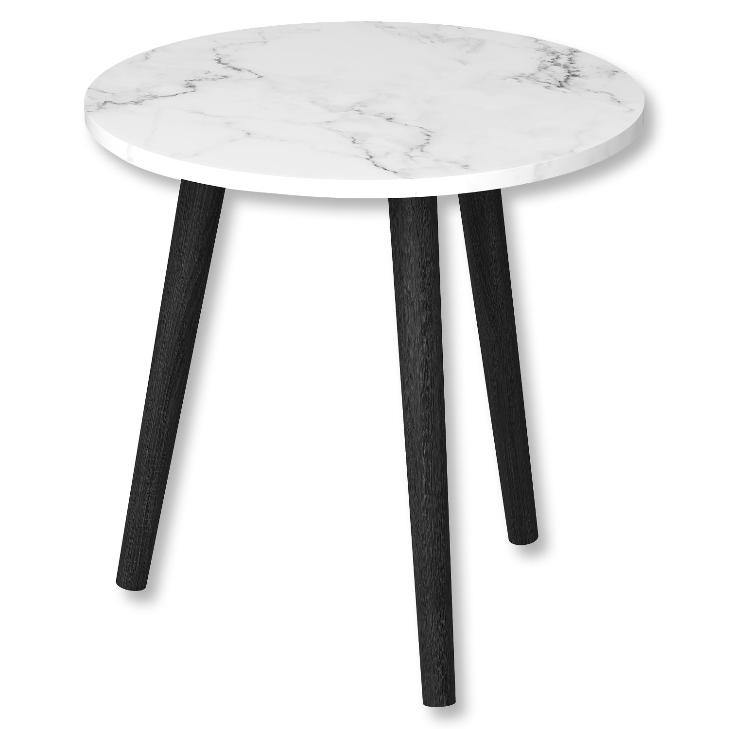 Safdie & Co Table Accent Ronde 18" de Diamètre pour Salon, Style Marbre avec Base de Bois Noir - Simple Boutique