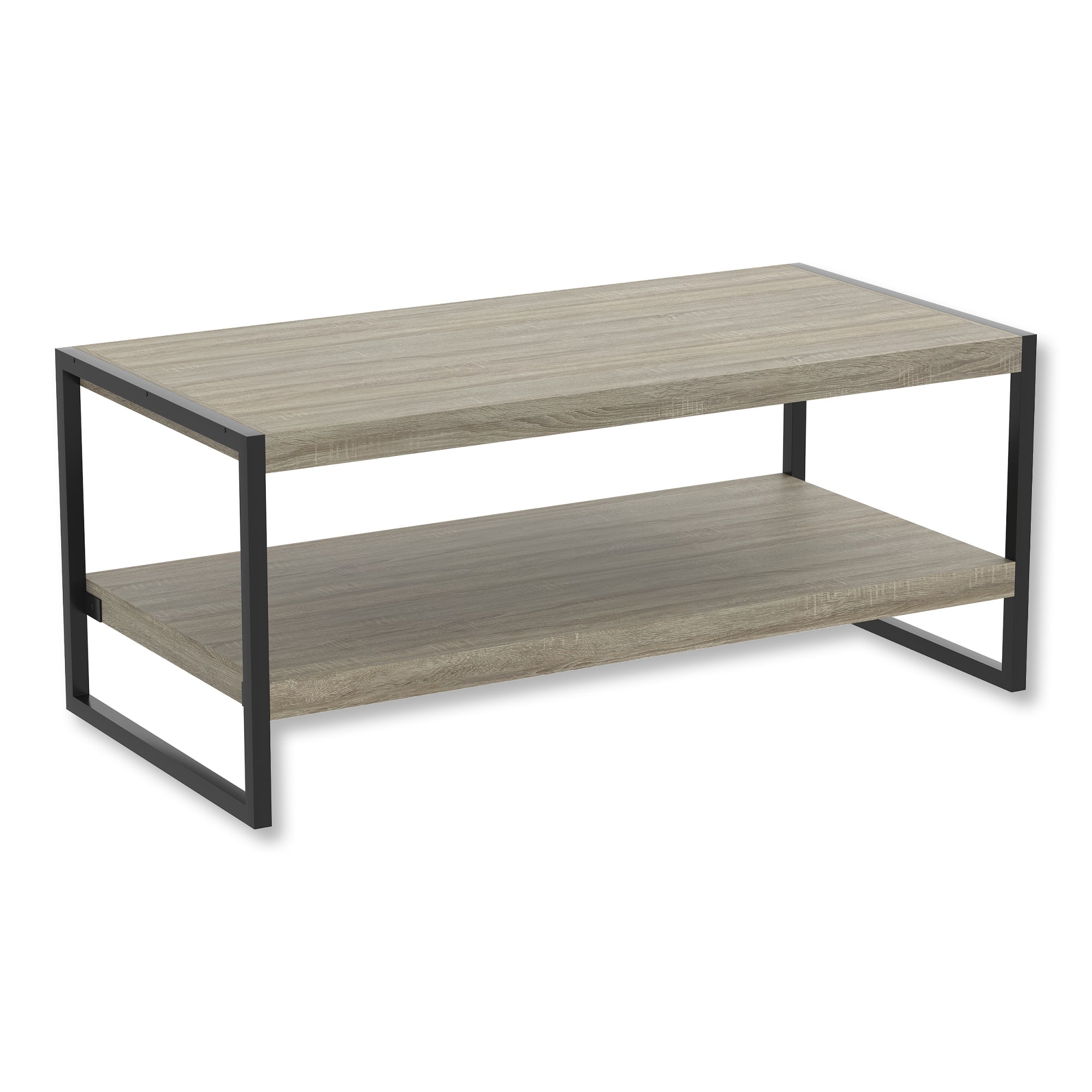 Safdie & Co Table Basse Table à Café 47.25" de Long Pour le Salon Taupe Foncé avec Métal Noir - Simple Boutique