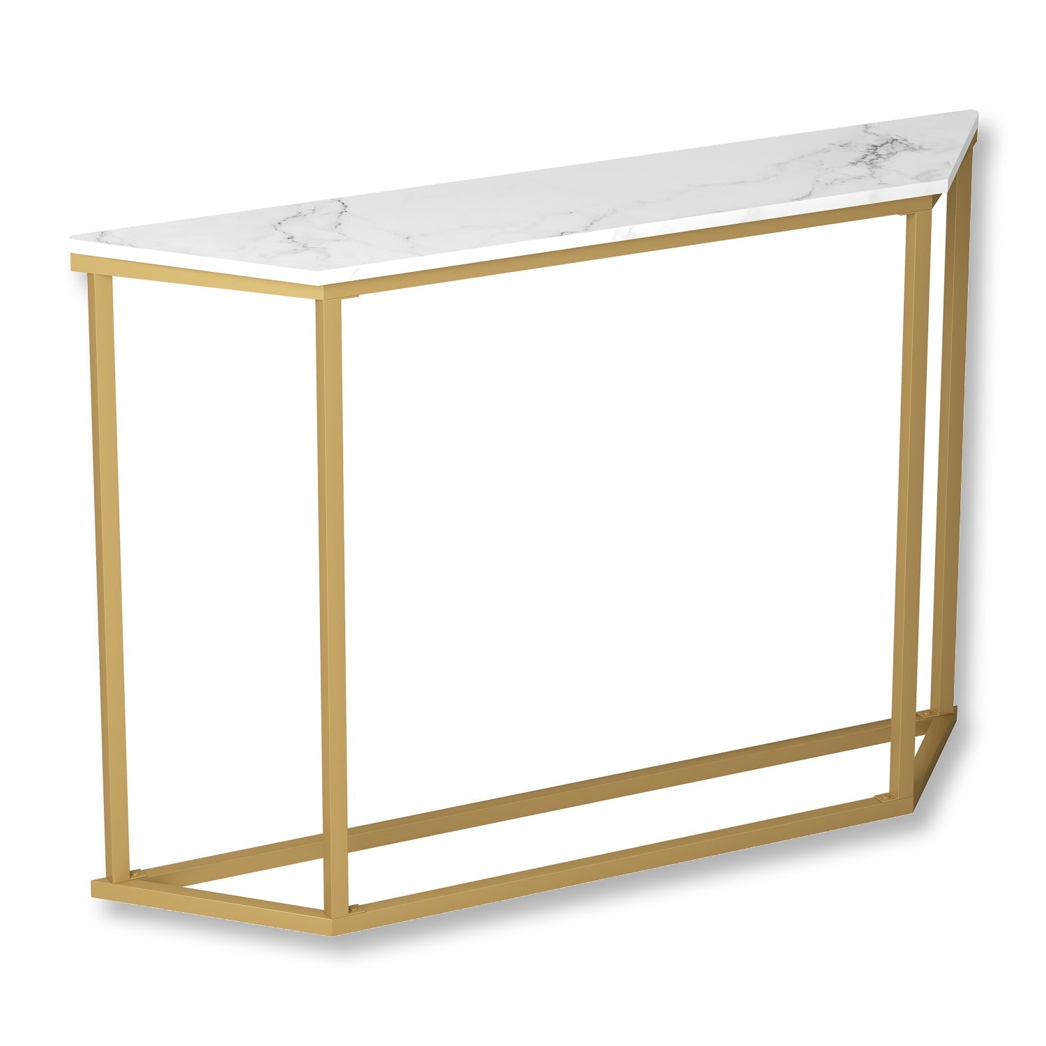 Safdie & Co Table Console ou d'entrée, Table de Sofa Divan, Table Accent 44" de Long pour Salon, Style Marbre avec Métal Doré - Simple Boutique