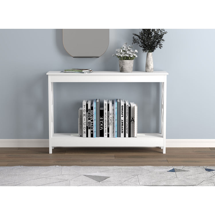 Safdie & Co Table Console ou d'entrée, Table de Sofa Divan, Table Accent 47.25" de Long avec 1 Tablette pour Salon, Blanc - Simple Boutique