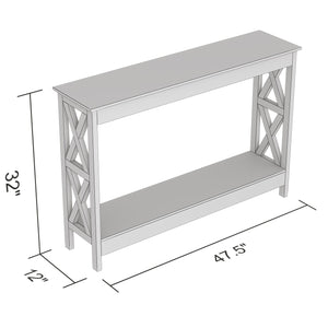 Safdie & Co Table Console ou d'entrée, Table de Sofa Divan, Table Accent 47.25" de Long avec 1 Tablette pour Salon, Blanc - Simple Boutique