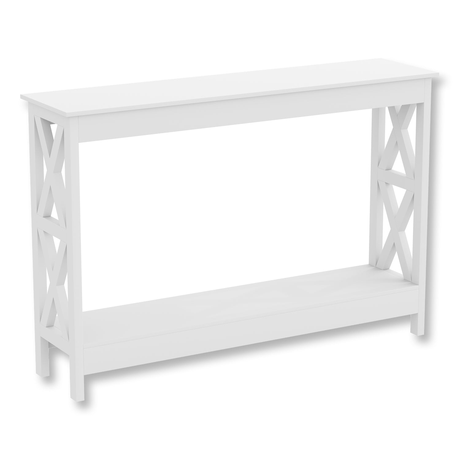 Safdie & Co Table Console ou d'entrée, Table de Sofa Divan, Table Accent 47.25" de Long avec 1 Tablette pour Salon, Blanc - Simple Boutique