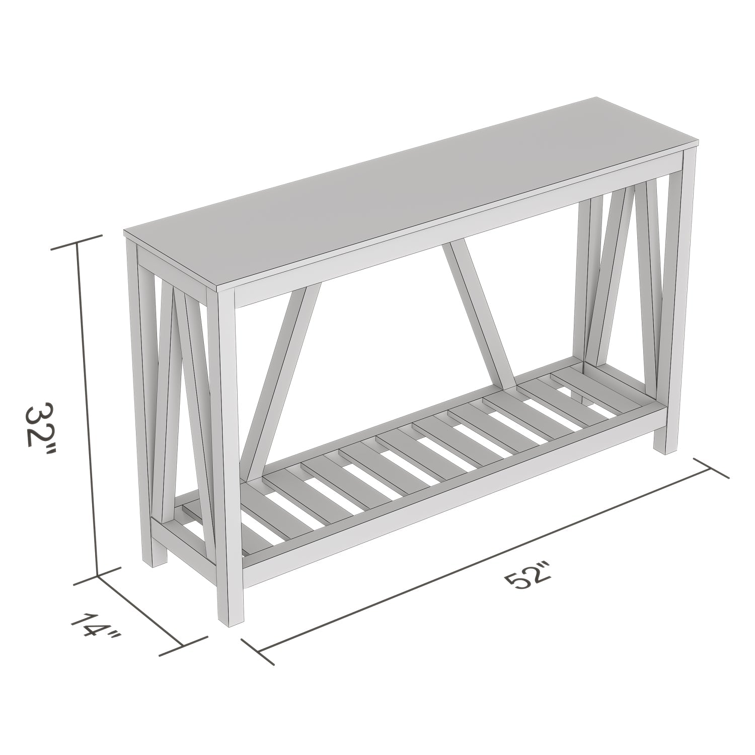 Safdie & Co Table Console ou d'entrée, Table de Sofa Divan, Table Accent 52" de Long avec 1 Tablette pour Salon, Gris Foncé - Simple Boutique