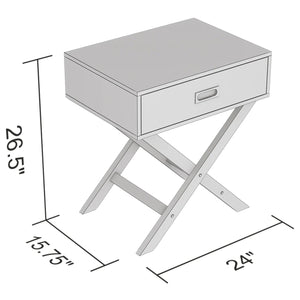 Safdie & Co Table d'appoint ou Table de Chevet 24" de Long avec 1 Tiroir pour Salon ou Chambre à Coucher Blanc - Simple Boutique