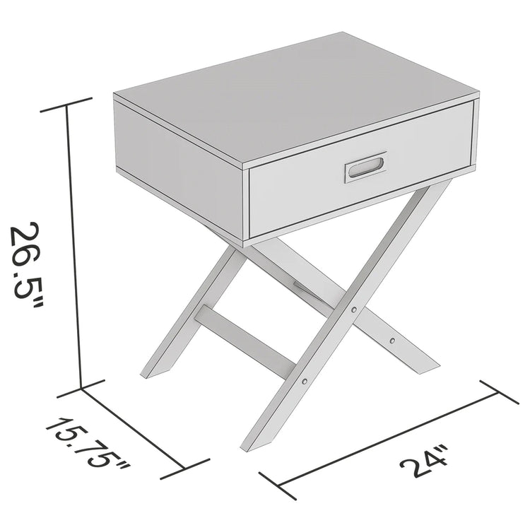 Safdie & Co Table d'appoint ou Table de Chevet 24" de Long avec 1 Tiroir pour Salon ou Chambre à Coucher Blanc - Simple Boutique