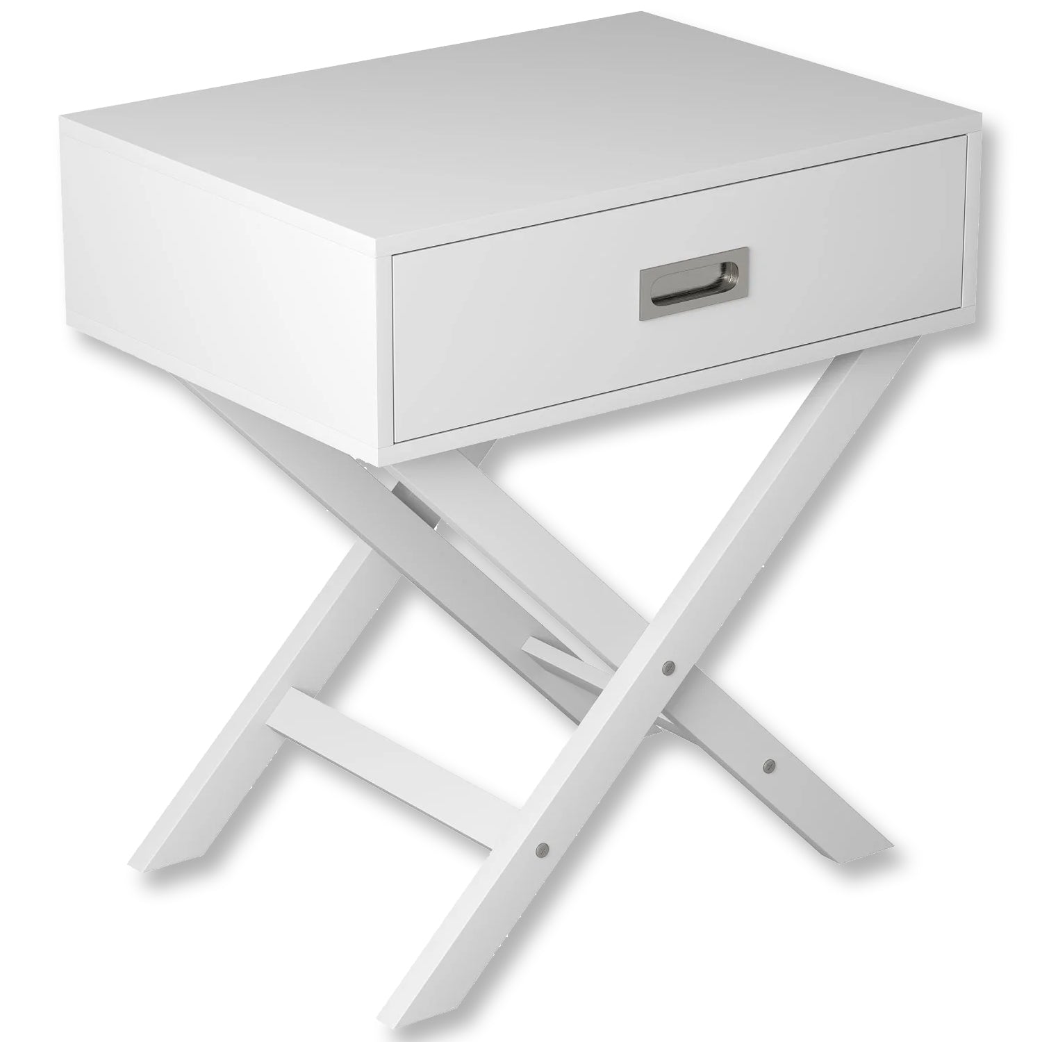 Safdie & Co Table d'appoint ou Table de Chevet 24" de Long avec 1 Tiroir pour Salon ou Chambre à Coucher Blanc - Simple Boutique