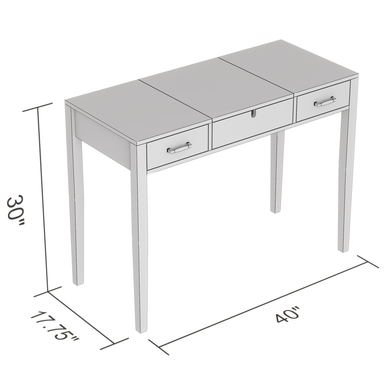 Safdie & Co Vanité, Table Multifonction 40" de Long avec 2 Tiroirs et Miroir Rabattable, Blanc - Simple Boutique