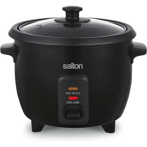 Salton - Cuiseur à Riz, Capacité de 6 Tasses, Bol de cuisson Antiadhésif Amovible, 300 Watts, Noir