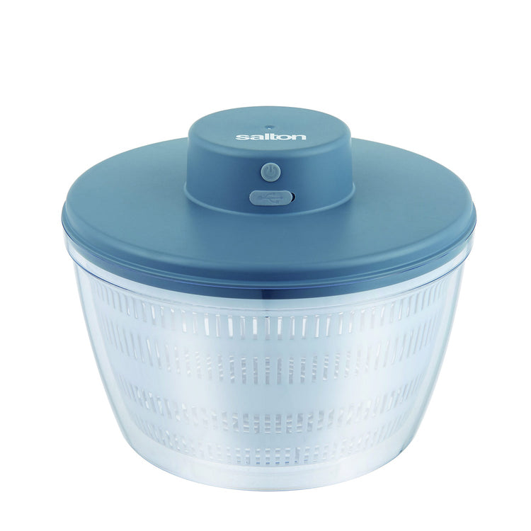 Salton - Essoreuse à Salade Électrique Rechargeable, Sans-Fil, Avec Bol de Service, Bleu - Simple Boutique