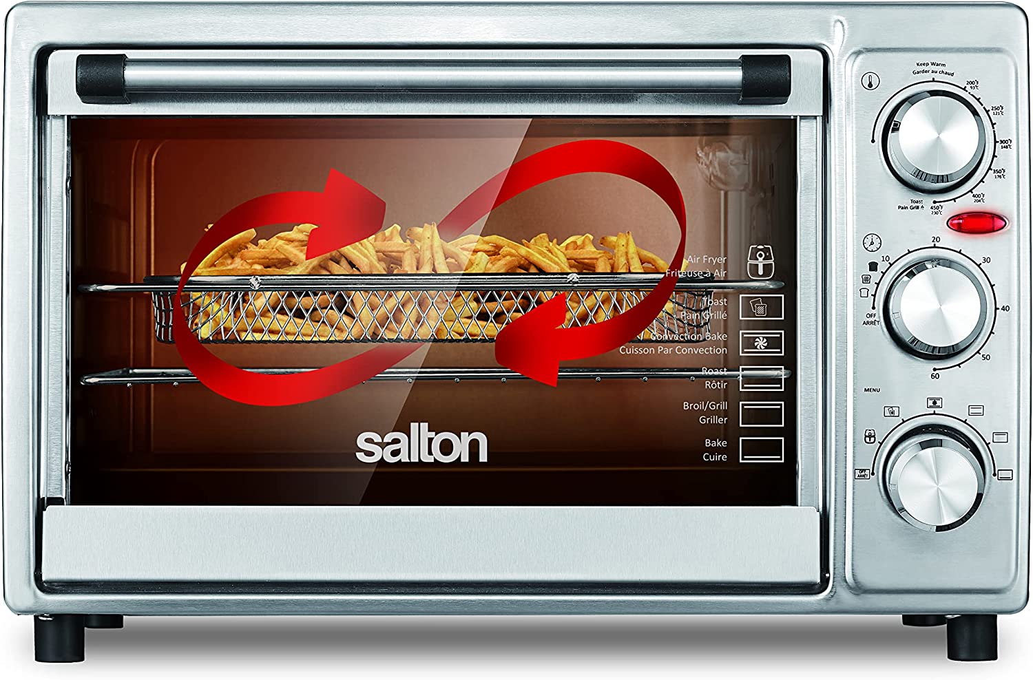 Salton - Four Grille-Pain et Friteuse à Air, Capacité de 6 Tranches, 6 Fonctions de Cuisson, Accessoires Compris - Simple Boutique