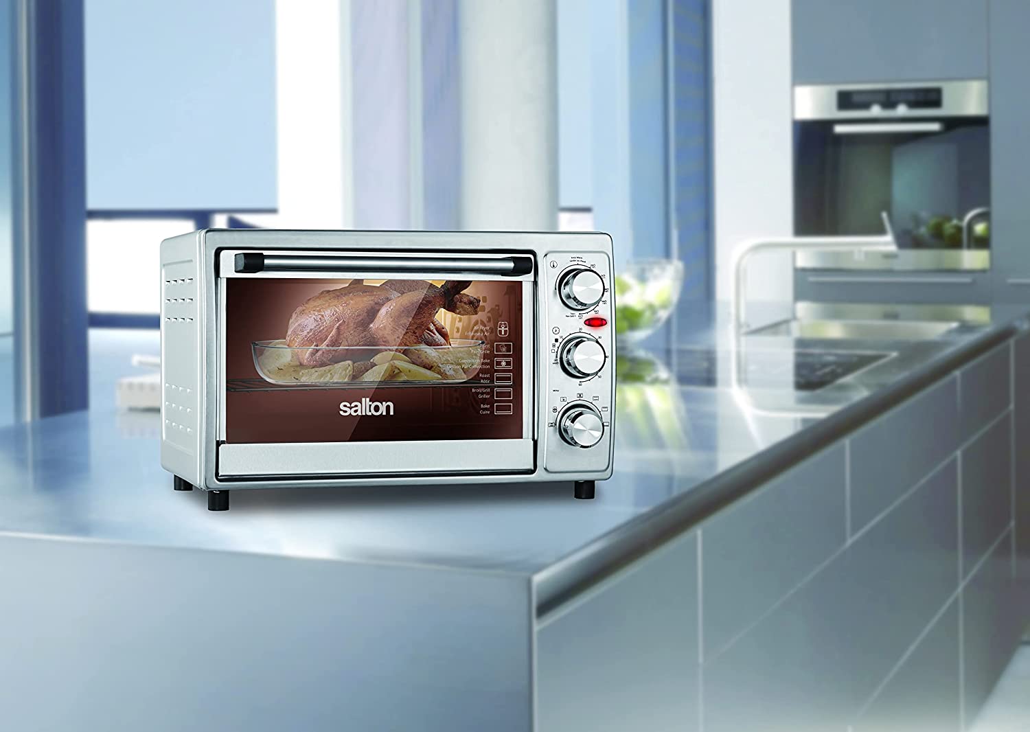 Salton - Four Grille-Pain et Friteuse à Air, Capacité de 6 Tranches, 6 Fonctions de Cuisson, Accessoires Compris - Simple Boutique