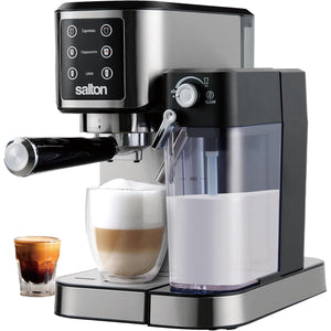 Salton - Machine à Expresso Barista+ 3 en 1, Recipient à Lait Amovible, Acier Inoxydable - Simple Boutique