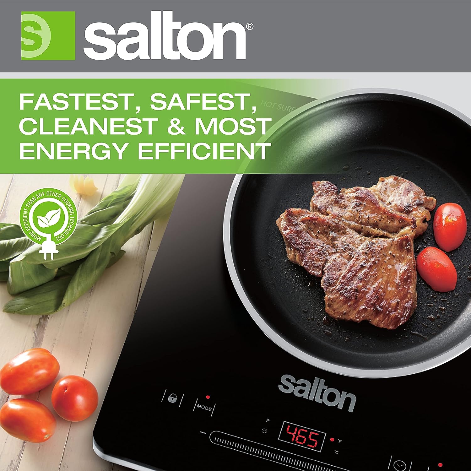 Salton - Plaque de Cuisson à Induction Portable avec Écran LED, Cool Touch et 8 Réglages de Température, Noir - Simple Boutique