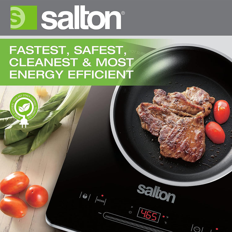 Salton - Plaque de Cuisson à Induction Portable avec Écran LED, Cool Touch et 8 Réglages de Température, Noir - Simple Boutique