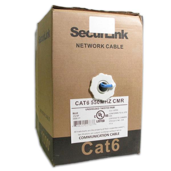 SecureLink Câble Réseau Cat6 UTP Solide 550 MHz, CMR, Bleu, Bobine de 1000 pieds - Simple Boutique