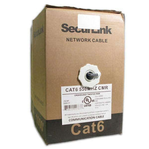 SecureLink Câble Réseau Cat6 UTP Solide 550 MHz, CMR, Gris, Bobine de 1000 pieds - Simple Boutique