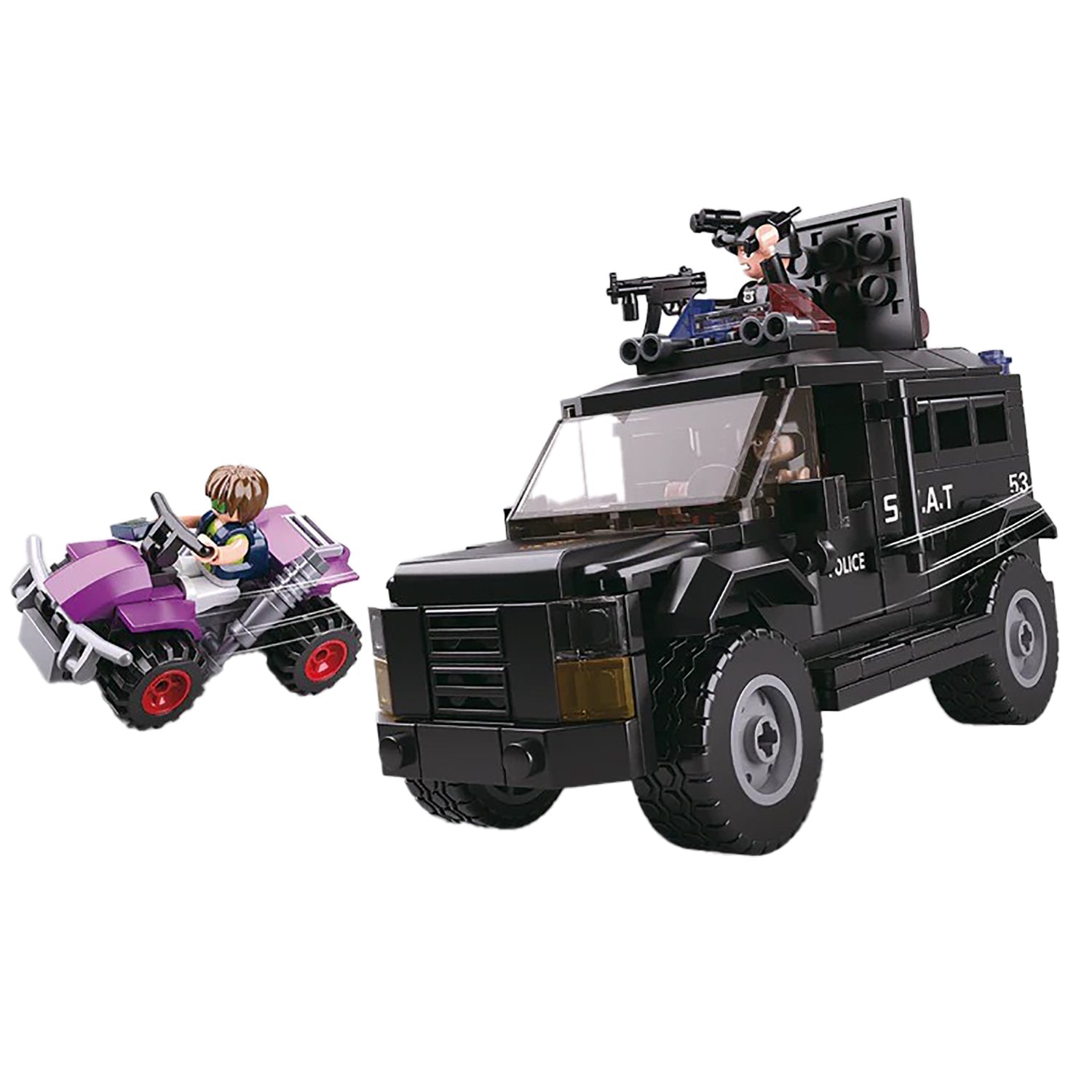 Sluban - Ensemble de Blocs de Construction Camion de Police et VTT avec 3 Figirunes, 293 Pièces - Simple Boutique