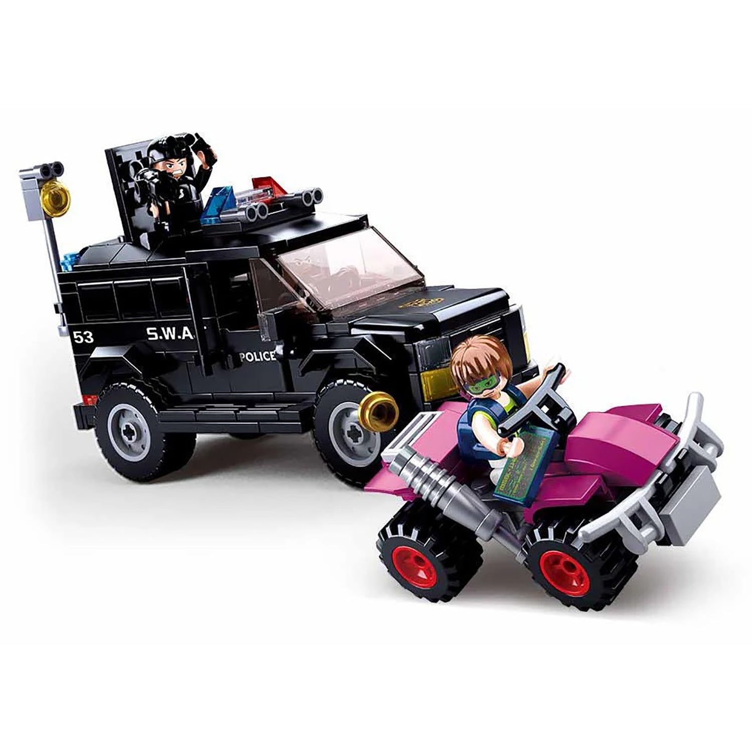 Sluban - Ensemble de Blocs de Construction Camion de Police et VTT avec 3 Figirunes, 293 Pièces - Simple Boutique