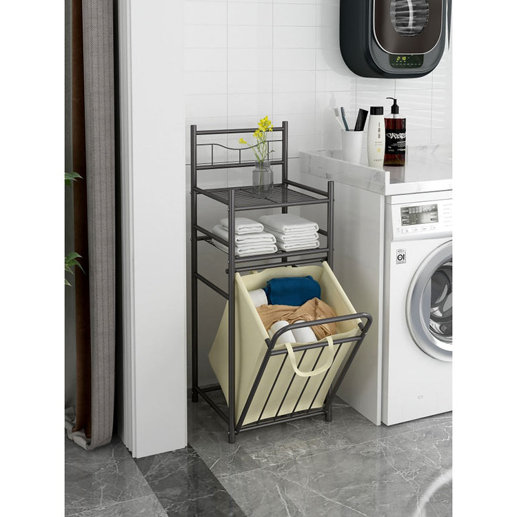 StarNight - Meuble de Rangement pour Salle de Bain en Métal avec Panier à Linge - Simple Boutique