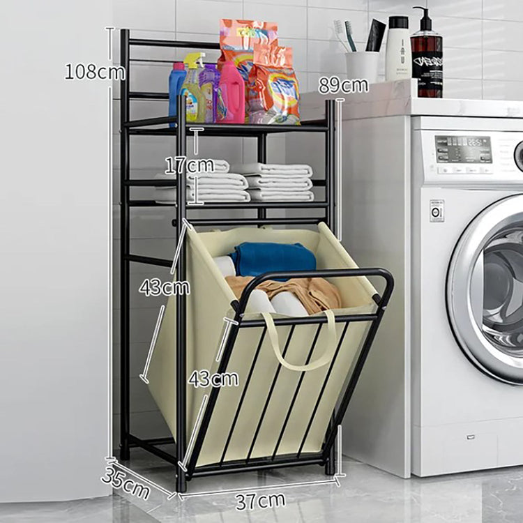 StarNight - Meuble de Rangement pour Salle de Bain en Métal avec Panier à Linge - Simple Boutique