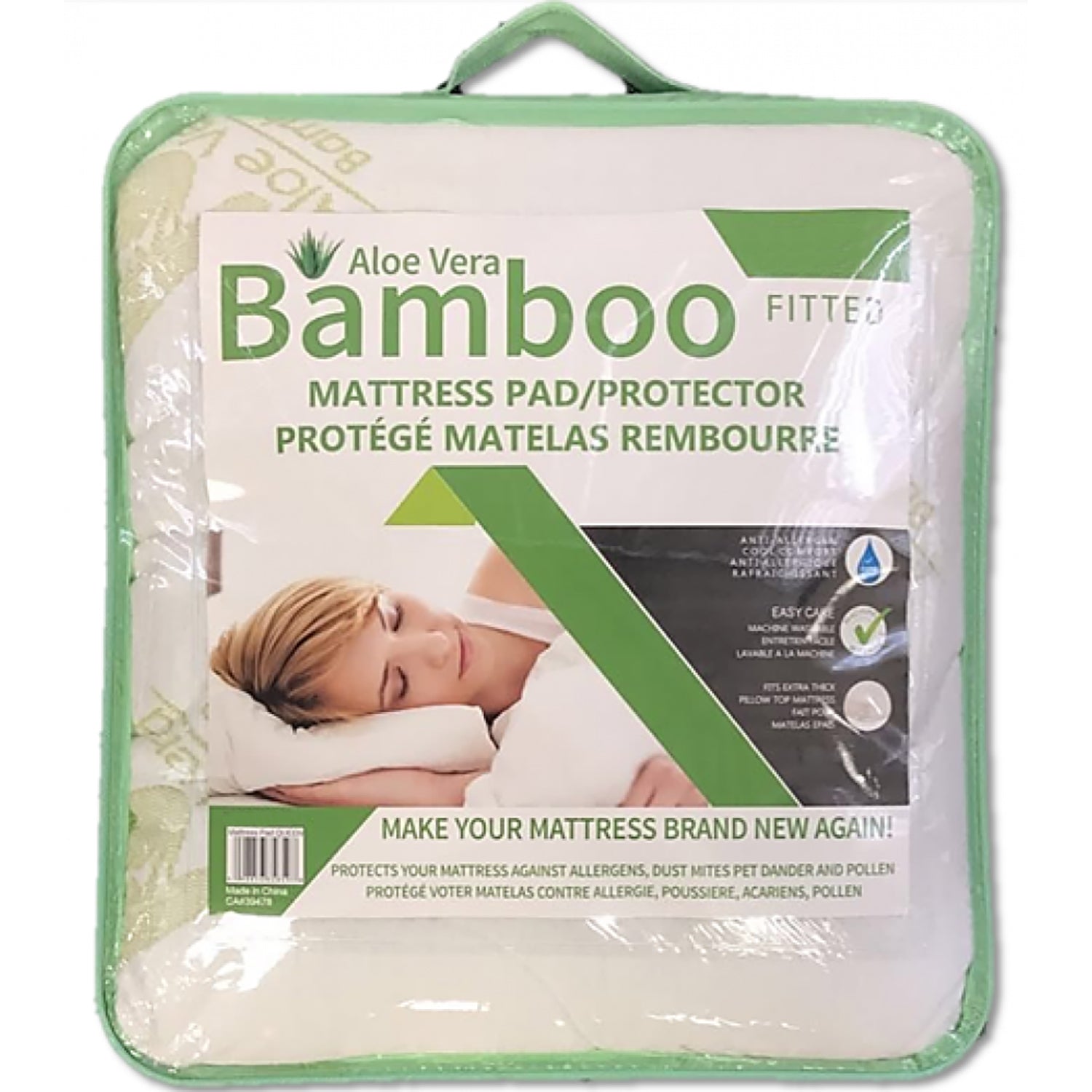 StarNight - Protège-Matelas Rembourré Bambou Aloès Vera, Hypoallergénique (4 Grandeurs Disponibles) - Simple Boutique