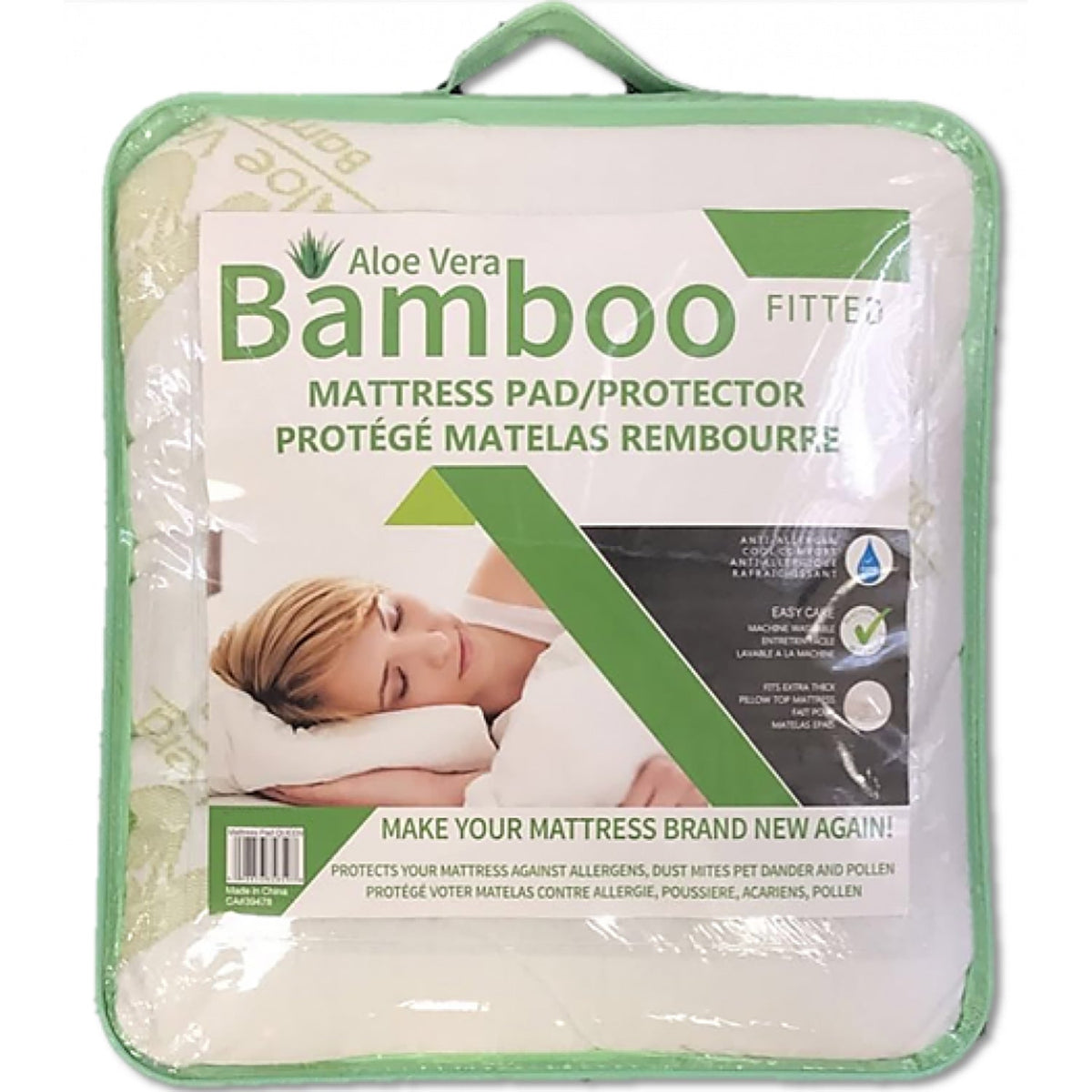 StarNight - Protège-Matelas Rembourré Bambou Aloès Vera, Hypoallergénique - Queen - Simple Boutique