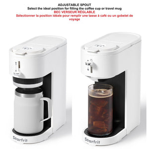 Starfrit Cafetière 2-en-1 compatible K-Cup et café moulu, 1050W, blanche - Simple Boutique