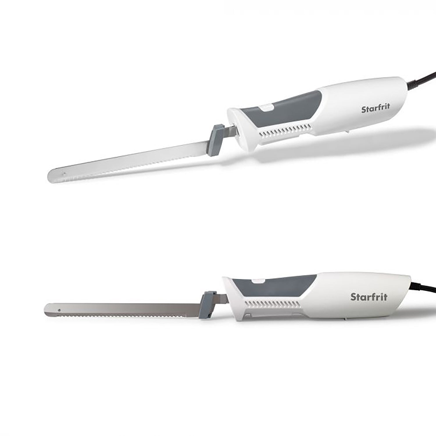 Starfrit - Couteau Électrique avec Lames Décalées en Acier Inoxydable, Blanc - Simple Boutique