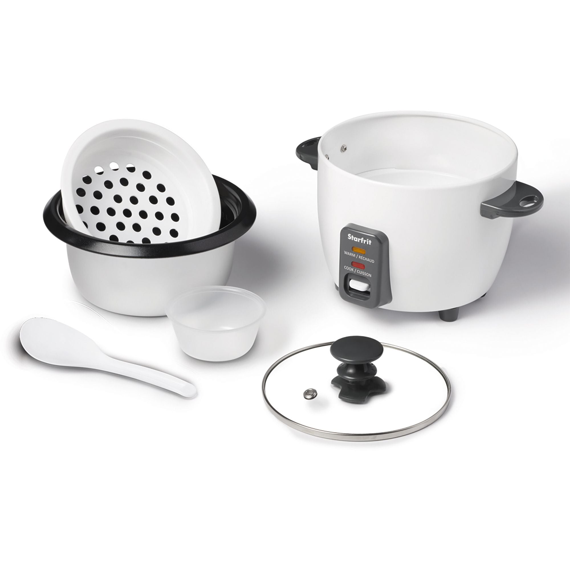 Starfrit - Cuiseur à Riz Électrique avec Revêtement en Céramique, Capacité de 6 Tasses, Blanc - Simple Boutique