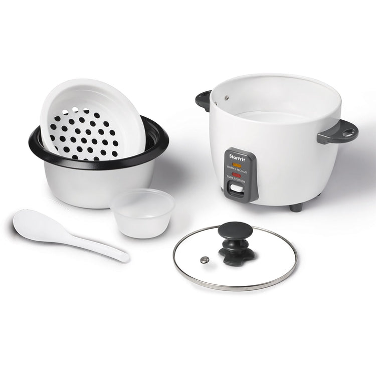 Starfrit - Cuiseur à Riz Électrique avec Revêtement en Céramique, Capacité de 6 Tasses, Blanc - Simple Boutique