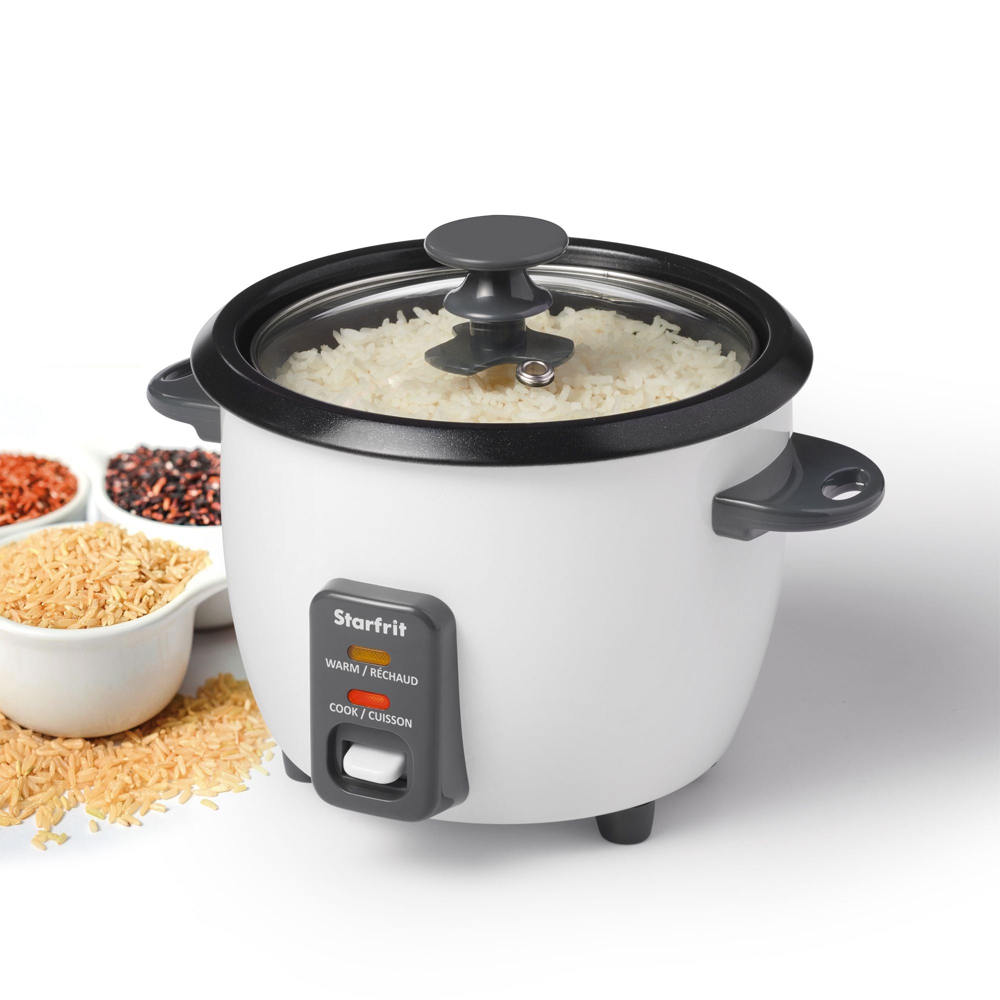 Starfrit - Cuiseur à Riz Électrique avec Revêtement en Céramique, Capacité de 6 Tasses, Blanc - Simple Boutique
