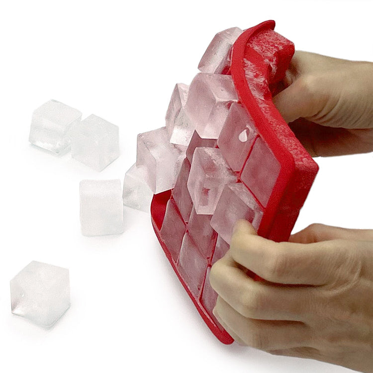 Starfrit - Ensemble de 2 Moules à Glaçon en Silicone Souple, Capacité de 24 Cubes, Rouge - Simple Boutique