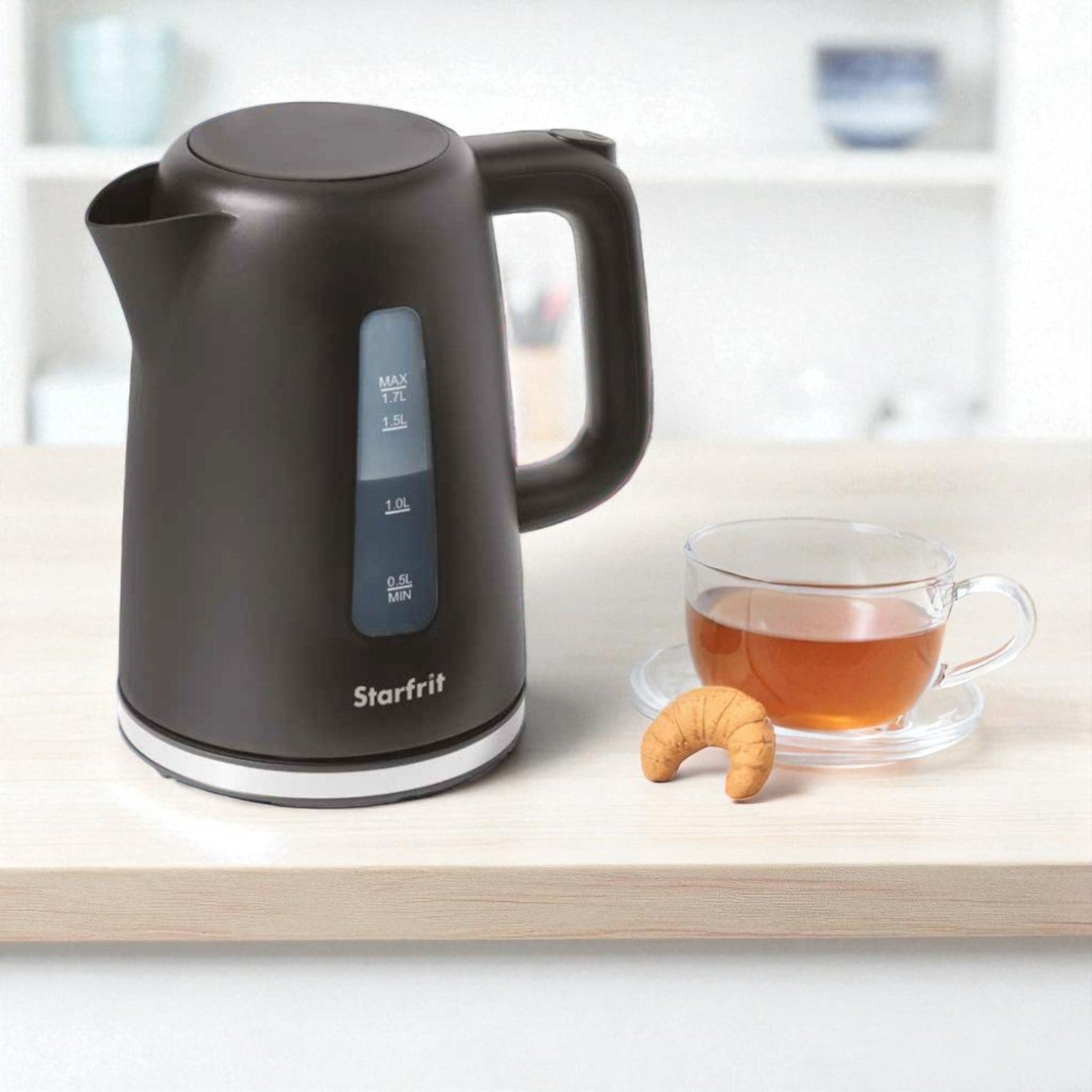 Starfrit Essentials – Bouilloire Électrique 1,7 L, 1500 W, Sans BPA, Base Pivotante 360°, Arrêt Automatique, Noir - Simple Boutique