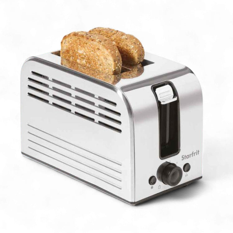 Starfrit Essentials – Grille-pain 2 Tranches, 750 W, Fentes Auto-ajustables, Fonctions Décongeler / Réchauffer / Annuler - Simple Boutique