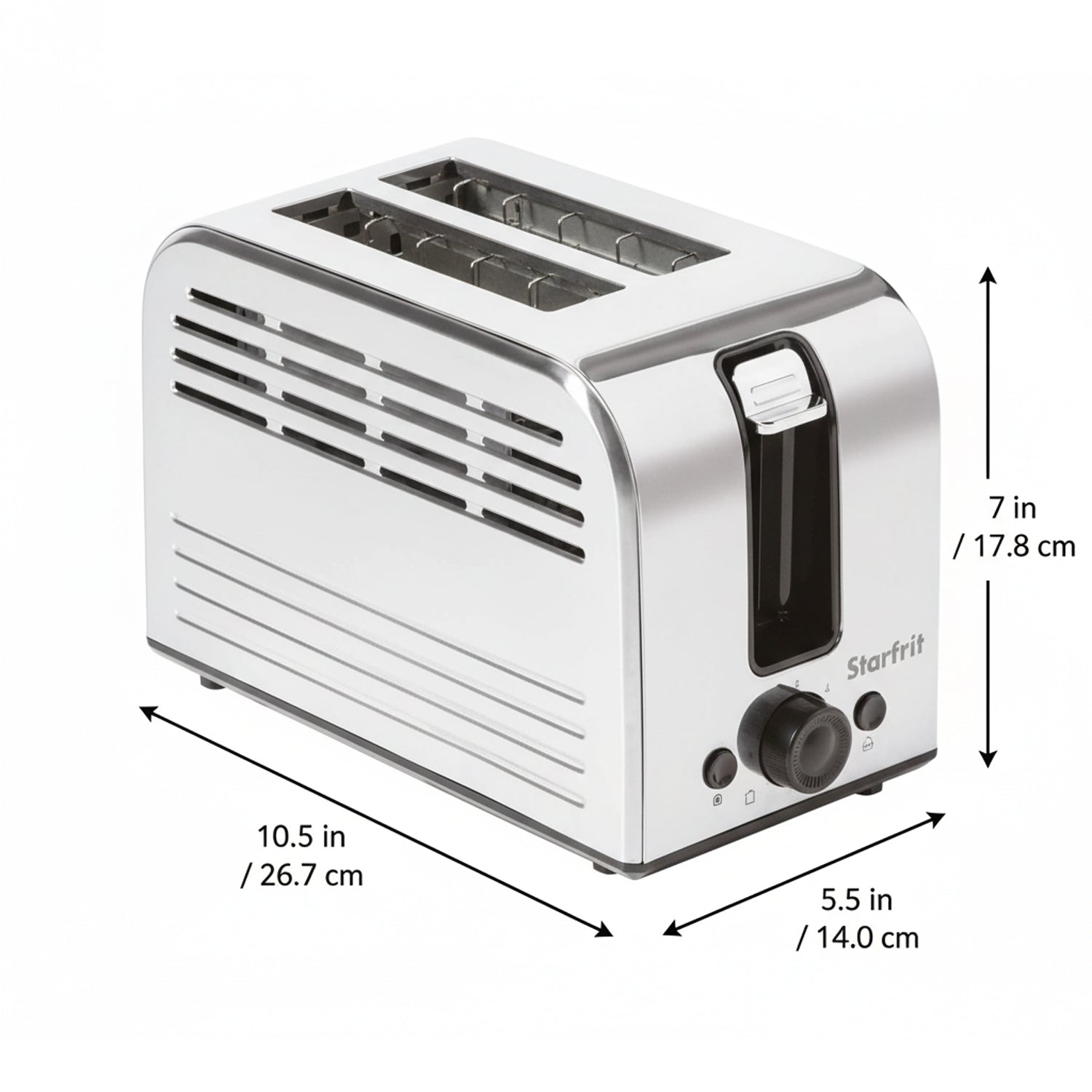 Starfrit Essentials – Grille-pain 2 Tranches, 750 W, Fentes Auto-ajustables, Fonctions Décongeler / Réchauffer / Annuler - Simple Boutique