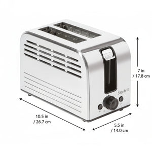 Starfrit Essentials – Grille-pain 2 Tranches, 750 W, Fentes Auto-ajustables, Fonctions Décongeler / Réchauffer / Annuler - Simple Boutique