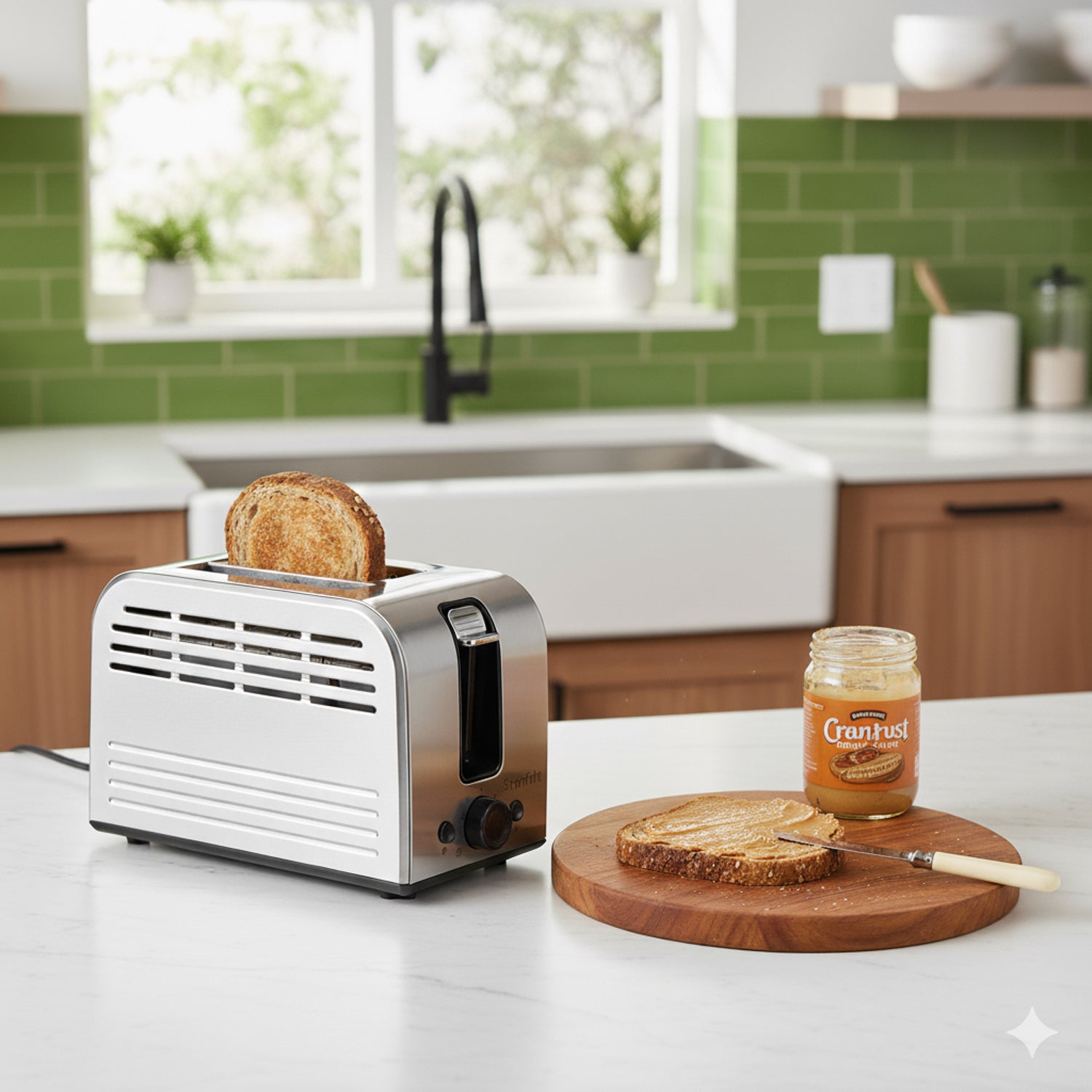 Starfrit Essentials – Grille-pain 2 Tranches, 750 W, Fentes Auto-ajustables, Fonctions Décongeler / Réchauffer / Annuler - Simple Boutique