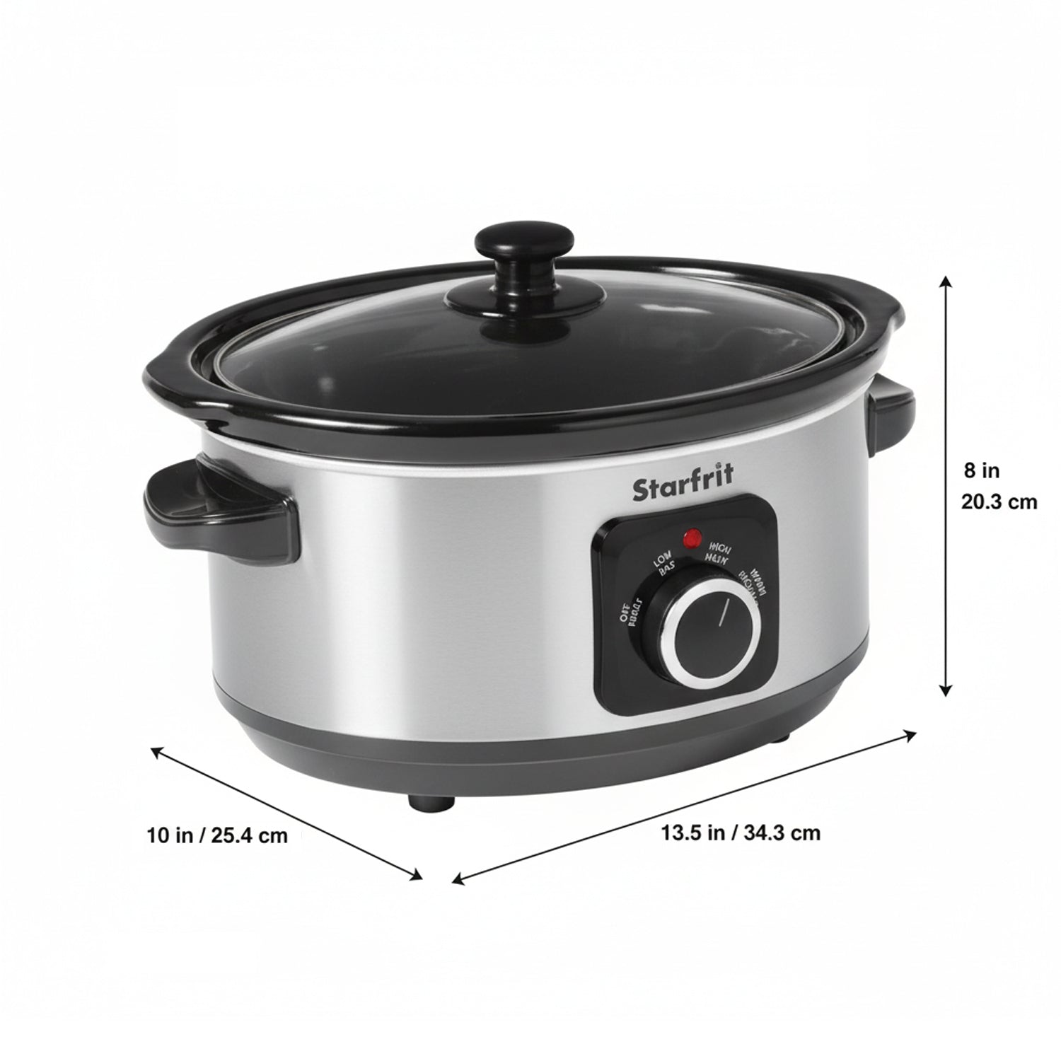 Starfrit Essentials – Mijoteuse Manuelle 3,5 QT (3,3 L) – Cuve en Céramique Amovible, Couvercle en Verre Trempé, 200 W - Simple Boutique