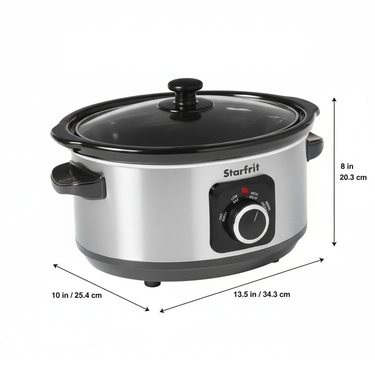 Starfrit Essentials – Mijoteuse Manuelle 3,5 QT (3,3 L) – Cuve en Céramique Amovible, Couvercle en Verre Trempé, 200 W - Simple Boutique