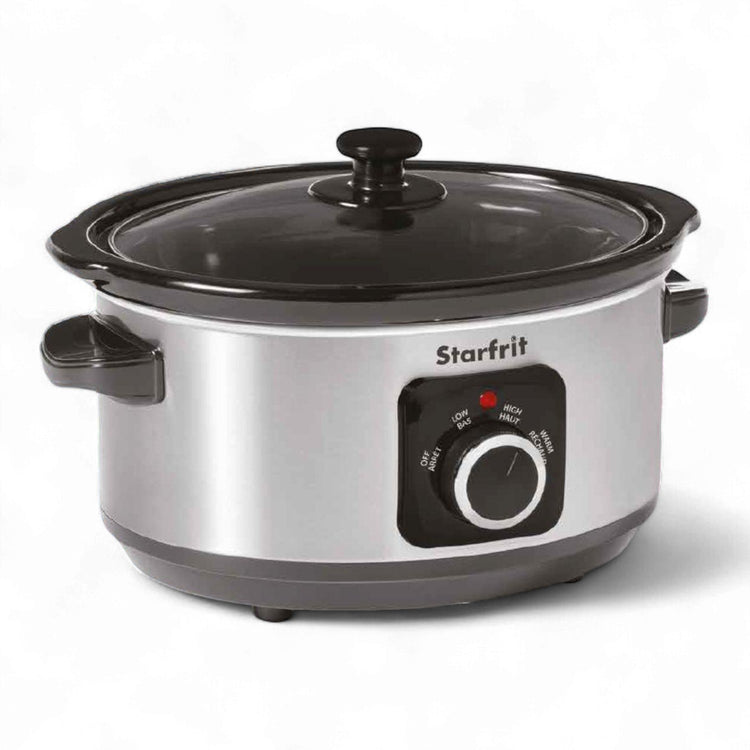 Starfrit Essentials – Mijoteuse Manuelle 3,5 QT (3,3 L) – Cuve en Céramique Amovible, Couvercle en Verre Trempé, 200 W - Simple Boutique