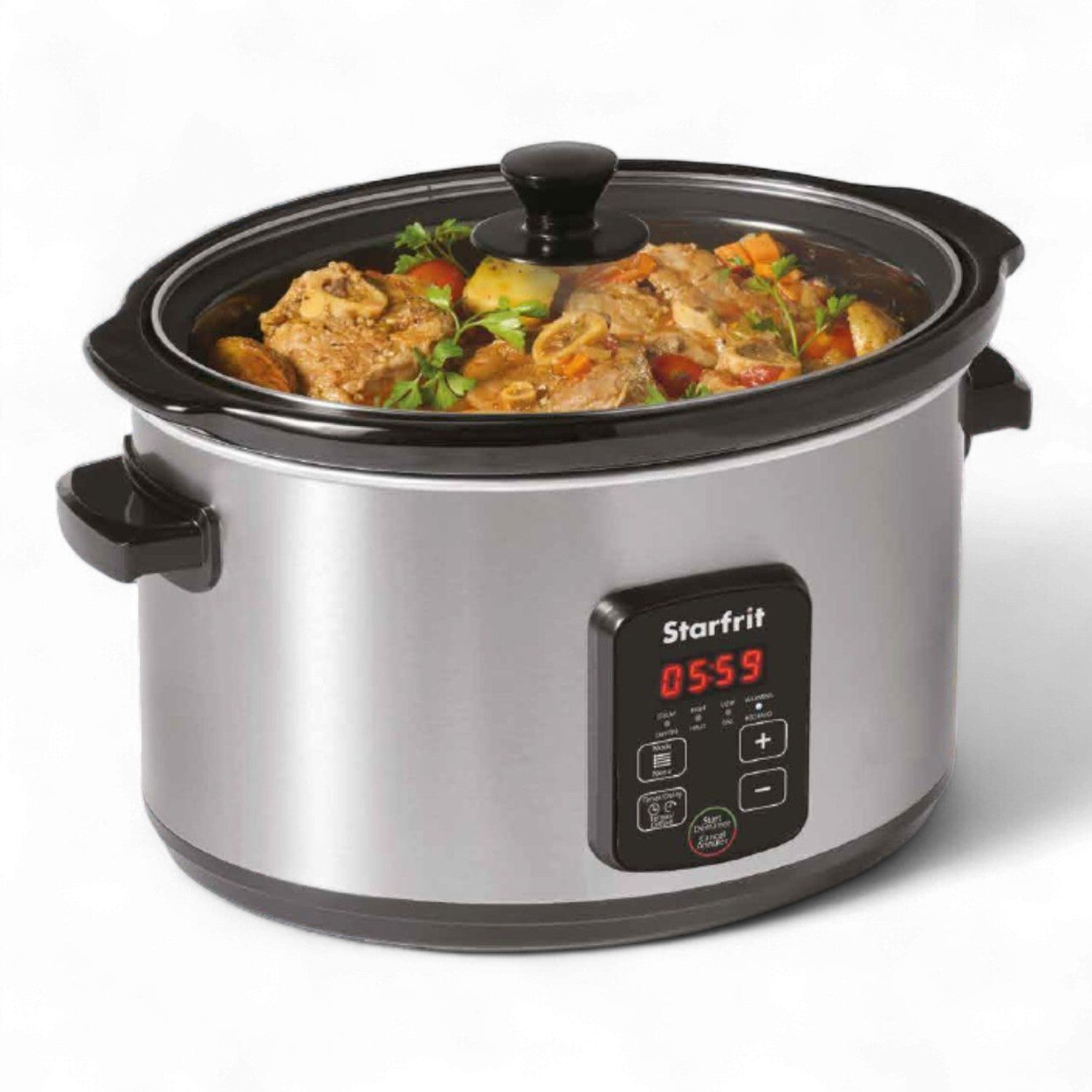 Starfrit Essentials – Mijoteuse Numérique Programmable 6,5 QT (6,1 L) – Céramique Amovible, 320 W, Acier Inoxydable - Simple Boutique