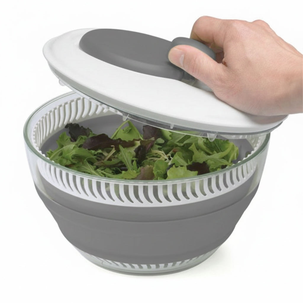 Starfrit - Essoreuse à Salade Repliable, Capacité de 3 Litres, Lavable au Lave-Vaiselle, Gris - Simple Boutique