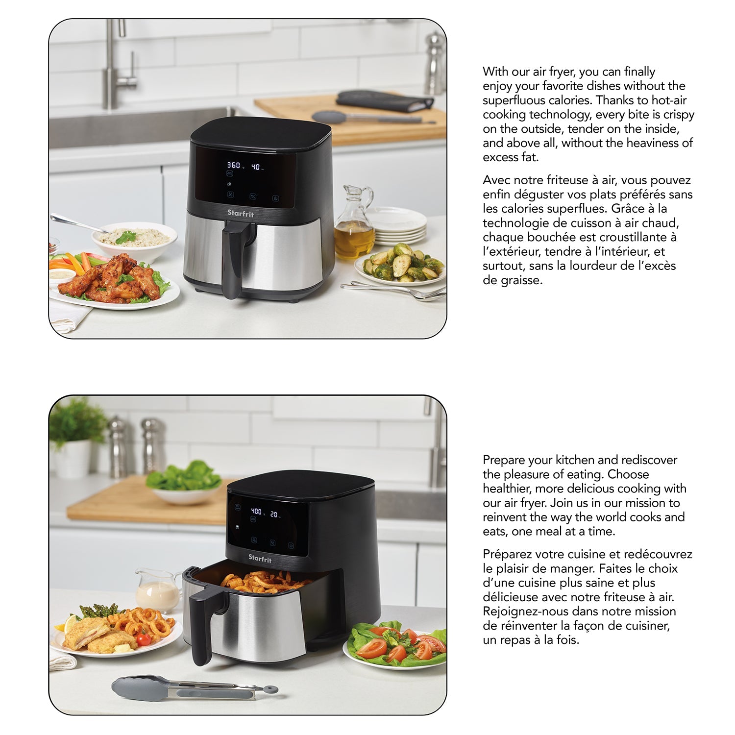 Starfrit - Friteuse à Air à Contrôle Numérique, Capacité de 4.2 Litres, 1400 Watts, Acier Inoxydable - Simple Boutique