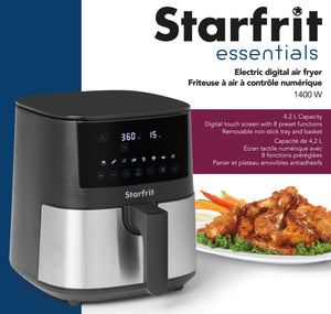 Starfrit - Friteuse à Air à Contrôle Numérique, Capacité de 4.2 Litres, 1400 Watts, Acier Inoxydable - Simple Boutique