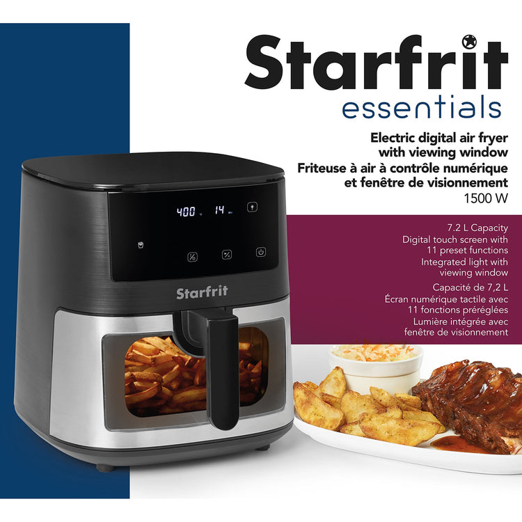 Starfrit - Friteuse à Air avec Contrôle Numérique et Fenêtre, Capacité de 7.2 Litres, Acier Inoxydable - Simple Boutique