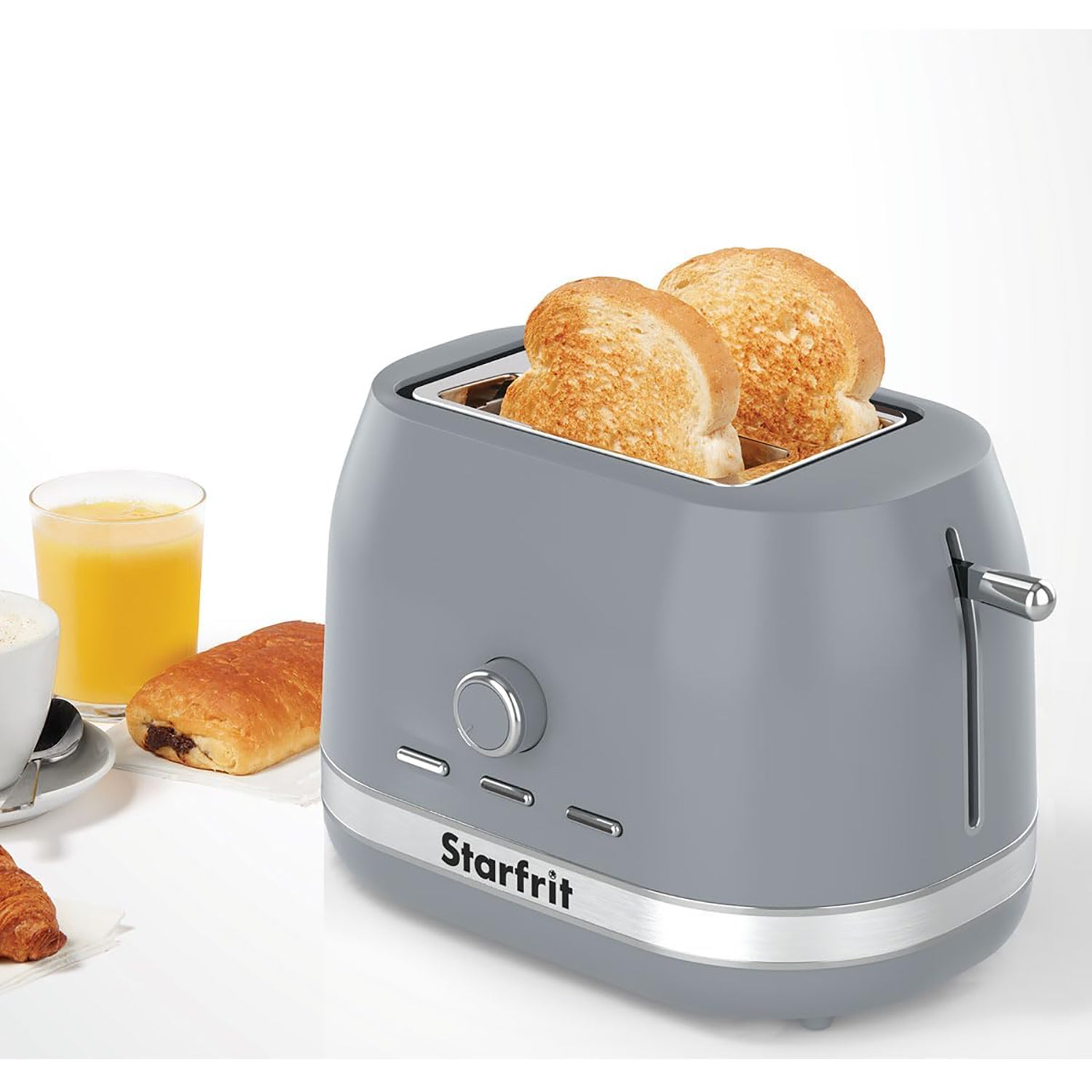 Starfrit - Grille-Pain 2 Tranches, 7 Niveaux de Brunissage, 850 Watts, Gris - Simple Boutique