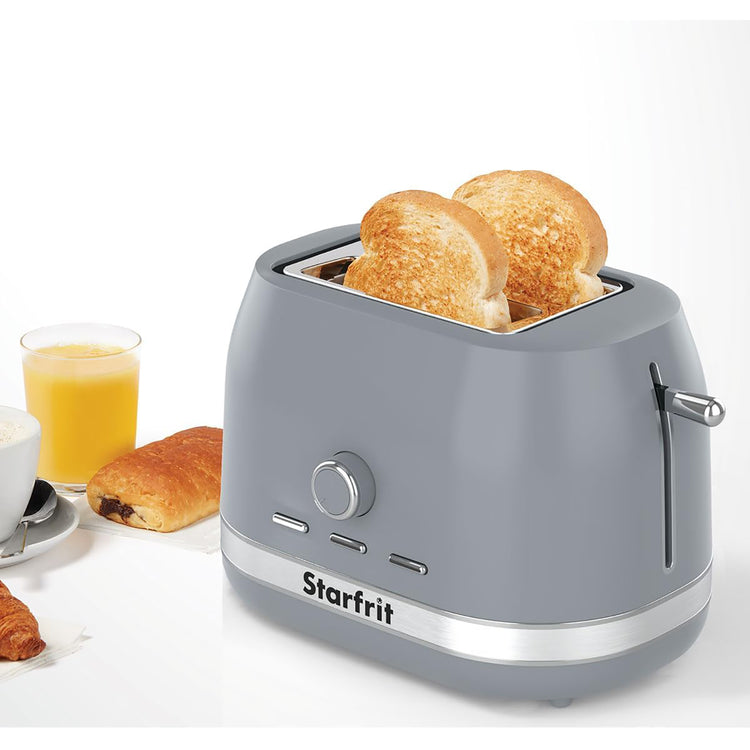 Starfrit - Grille-Pain 2 Tranches, 7 Niveaux de Brunissage, 850 Watts, Gris - Simple Boutique