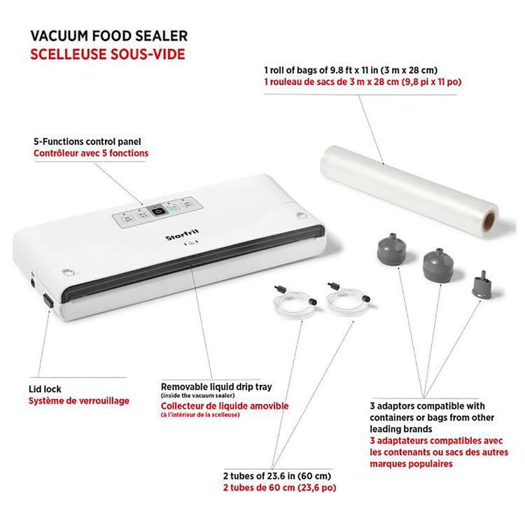 Starfrit - Machine à Emballer Sous-Vide pour Aliment, Comprend 1 Rouleau de Sac, Blanc - Simple Boutique