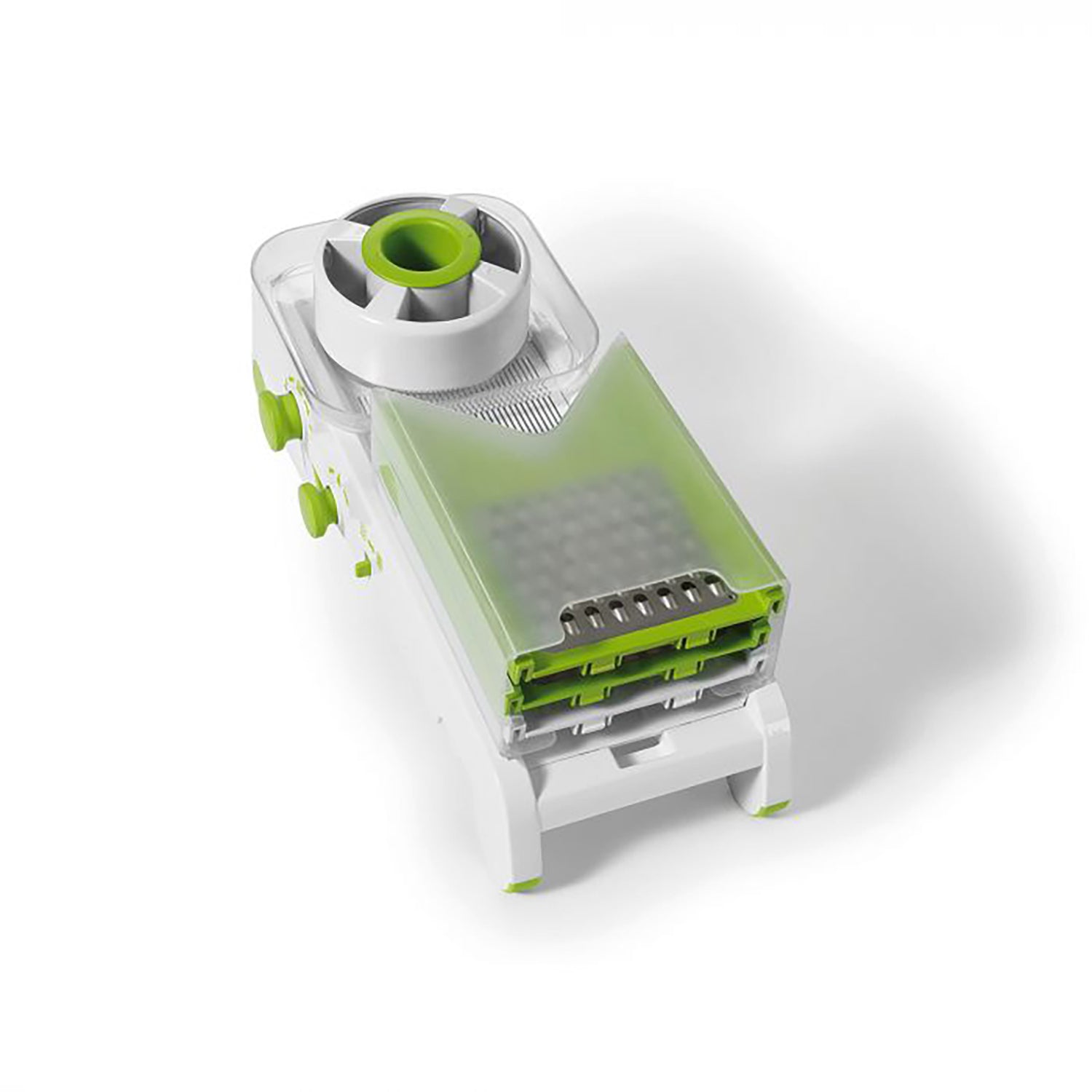 Starfrit - Mandoline PRO à Cubes, 4 Lames et Râpes Interchangeables, Pieds Antidérapants, Vert - Simple Boutique