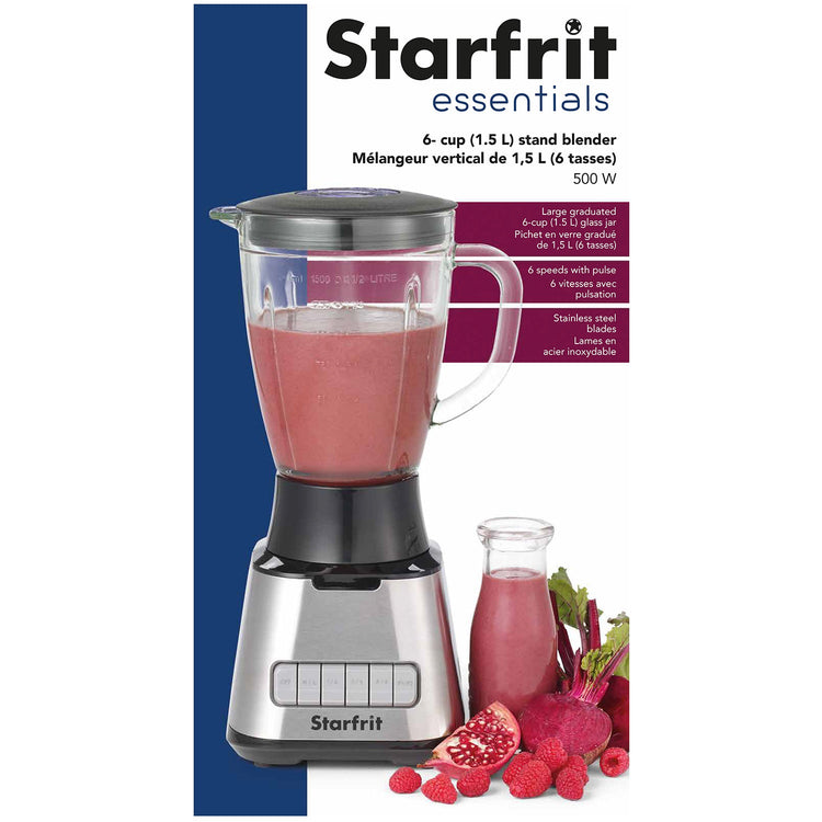 Starfrit - Mélangeur Vertical avec Lames en Acier Inoxydable, Capacité de 1.5 Litre, 500 Watts - Simple Boutique